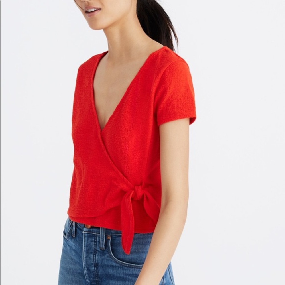 Madewell texture & thread wrap tie top